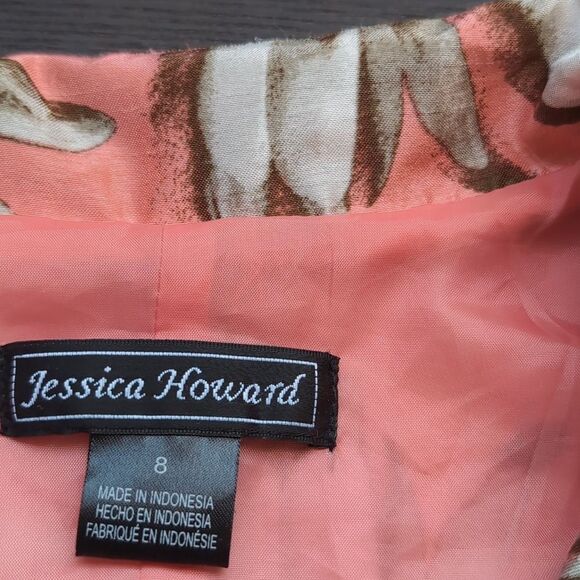 Jessica Howard Coral Floral Fit And Flare Midi Pleated  Dress M Us 8 - Picture 5 of 16